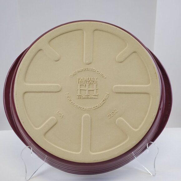 Pampered Chef Family Heritage Stoneware Deep Dish Pie Plate Cranberry 10" - Picture 4 of 6